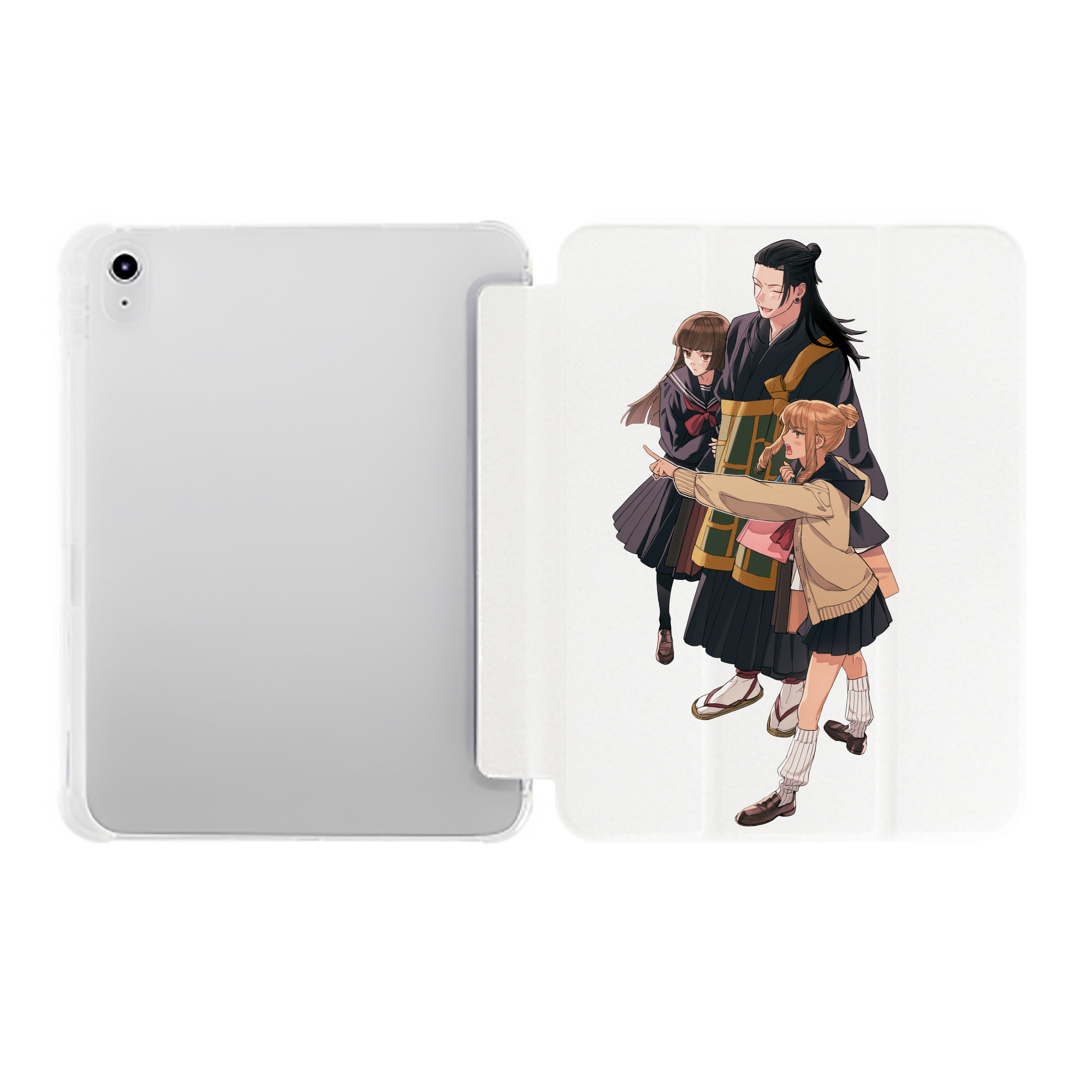 （画像用） 呪術廻戦 Jujutsu Kaisen IPad ケース ペン収納付き 三つ折りスタンド PUレザー×シリコン 対応機種9.5/10.5/10.9インチ